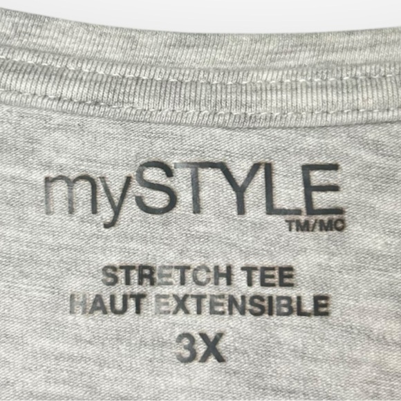 myStyle Light Grey Long Sleeve Round Neck Top 3X - Picture 4 of 5